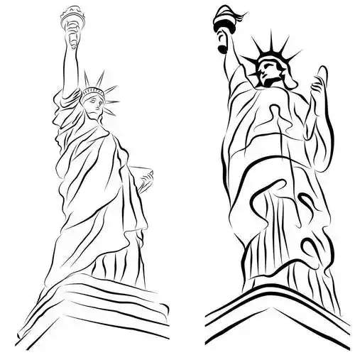 自由女神像,绘画自由女神像卡通手绘旅游女神像自由