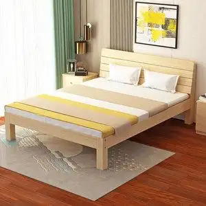 松木单人床成人图片