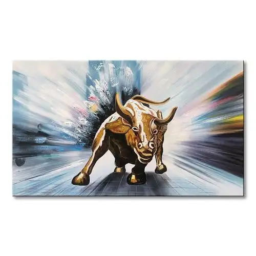 现代现代油画 wll street bull 抽象艺术品 装饰挂框 可直接悬挂 公牛