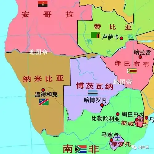 河为界,南边与南非以奥兰治河为界,东边与博茨瓦纳共享卡拉哈迪沙漠