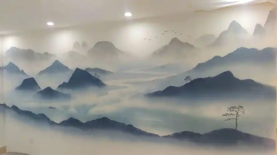 2019年李广深中国画山水手绘墙绘作品欣赏