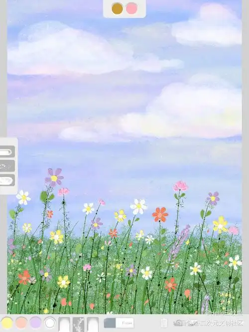 一起去看花海吧～_hello三蚊鱼的绘画作品_画包包