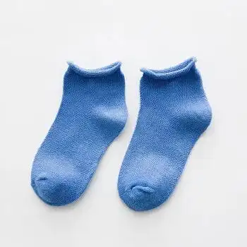 卓比特(zebetter)儿童糖果色袜子夏季薄款男女童纯色夏天短袜 蓝色三
