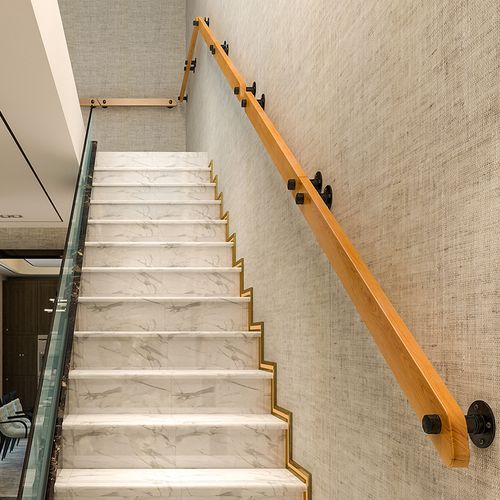 靠墙实木楼梯扶手室内老人阁楼防滑拉手幼儿园走廊栏杆室内木扶手