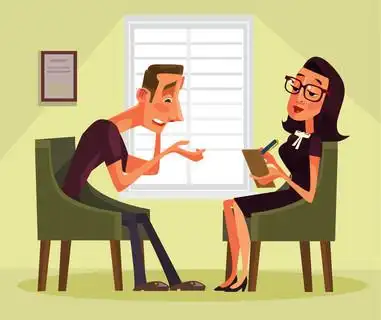 有心理学家咨询的人.矢量平面卡通插画