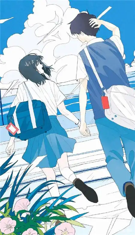 2021情侣同框插画壁纸精选_手绘情侣二人手机壁纸图片