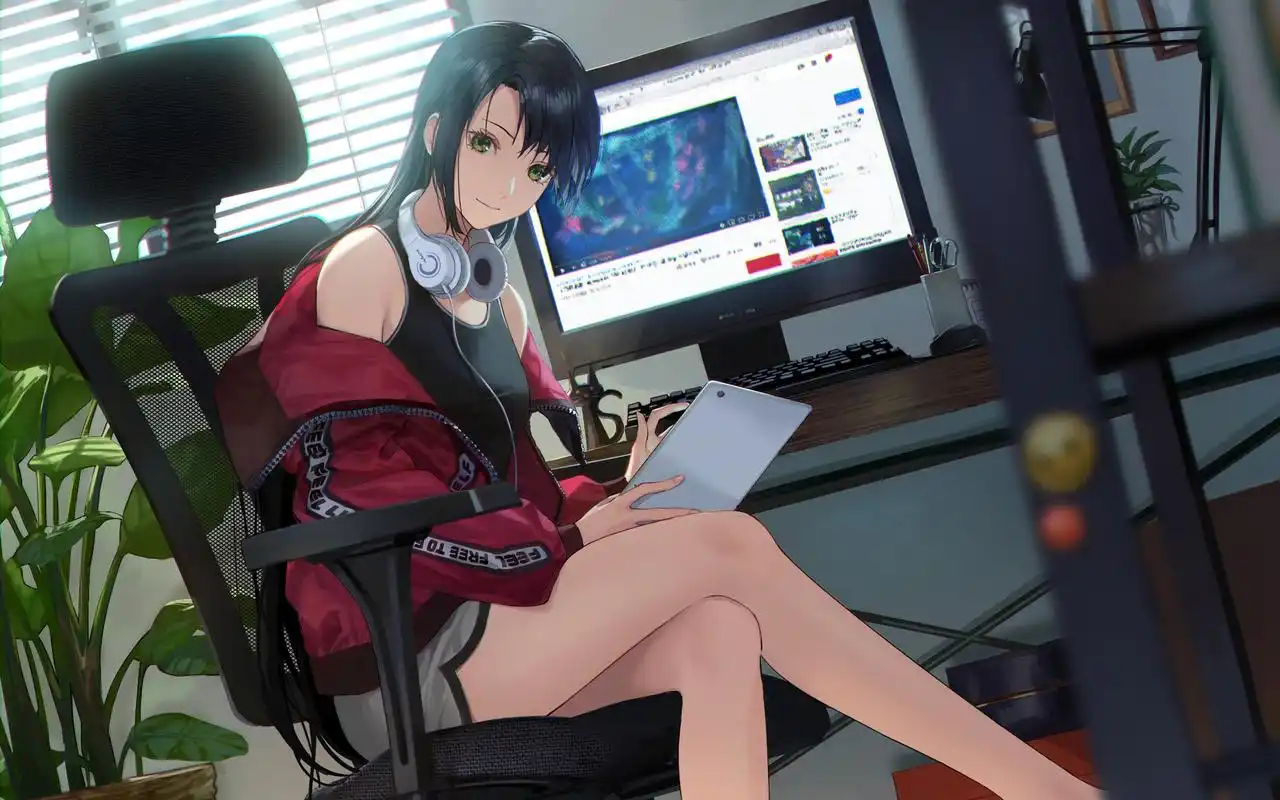 动漫长腿御姐美女插画桌面壁纸