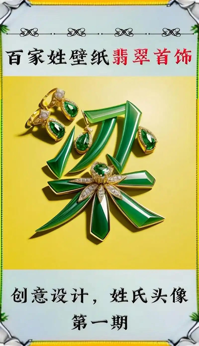 百家姓壁纸翡翠首饰精美字设计专属姓氏头像原创珠宝设计珠宝首饰