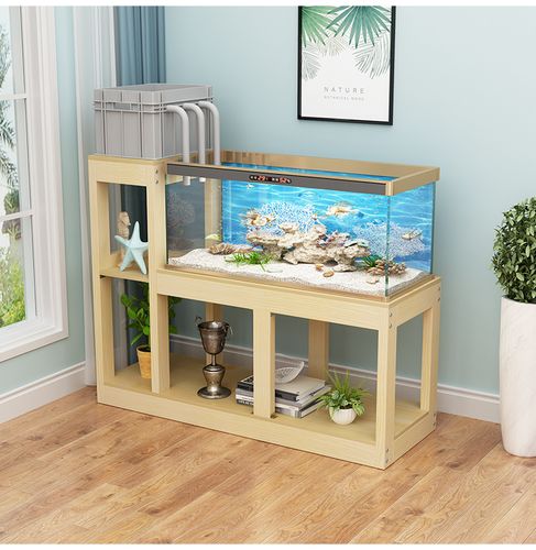 淘苏 实木鱼缸底座上滤鱼缸底柜高低鱼缸架水族箱置物架鱼缸柜子可