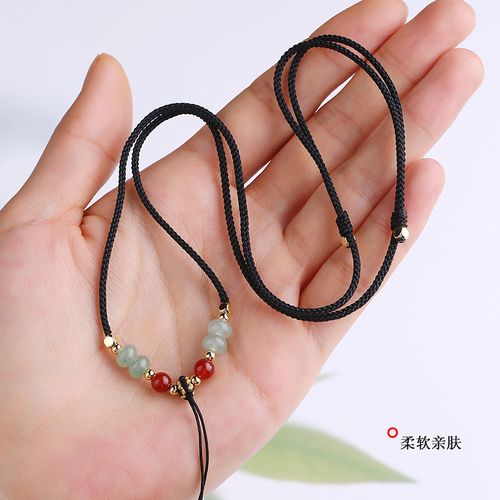 艺楷手工编织绳翡翠和田玉吊坠挂绳挂脖高档细款男女项链绳吊坠绳