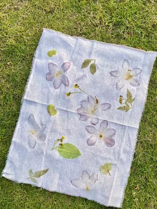 植物拓染把春天拓在这块布上附教程