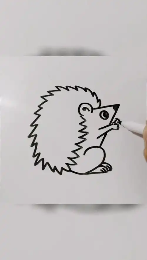 画画原来如此简单#用数字7=12画一只小刺猬,跟着步骤画一定不会错
