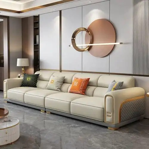 现代直排组合意式头层牛皮轻奢真皮沙发客厅2023年新款大小户型