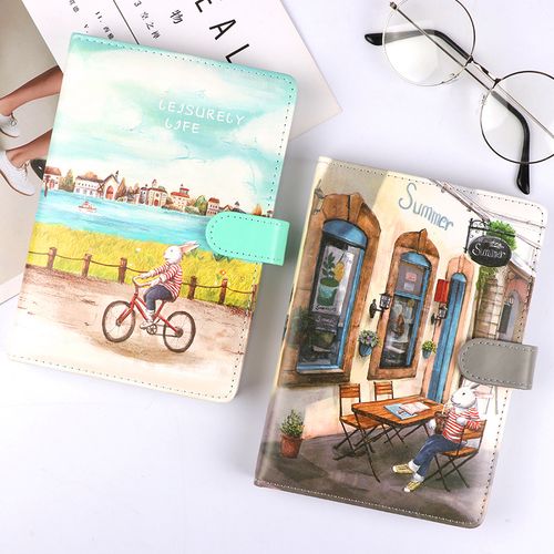 随身加厚手帐本文具创意可爱笔记本子韩版小清新彩页插画手绘日记本