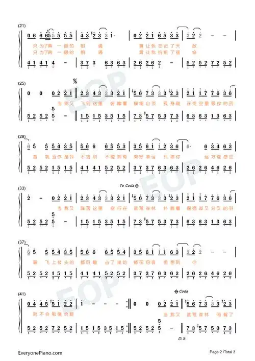 乌鸦-原调简单版-许嵩新歌双手简谱预览2
