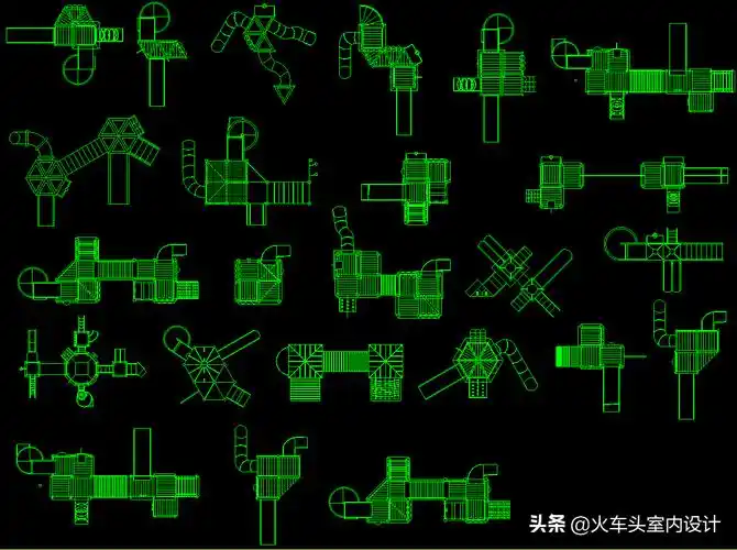 tk13游乐场设备室内室外cad图库平面图块游戏模块cad施工图纸