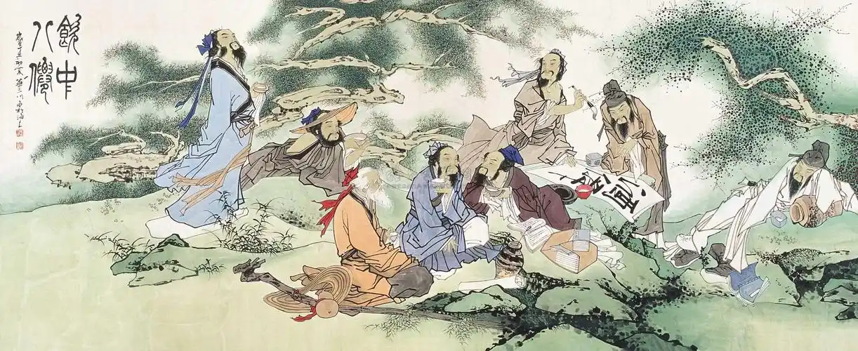 0194饮中八仙镜心设色纸本