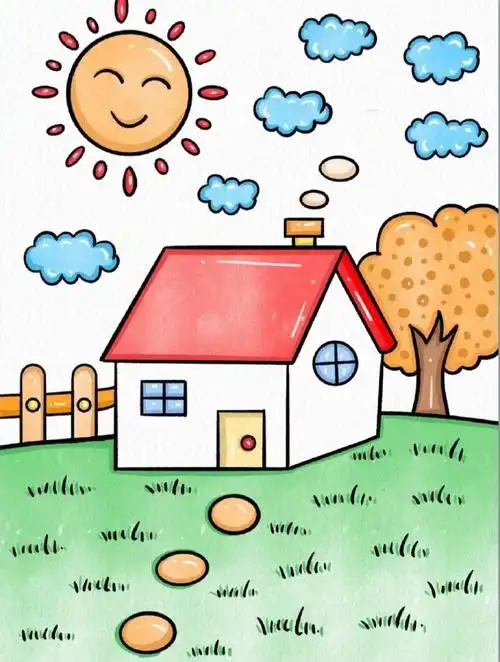 简单好看的秋天风景画~#简笔画