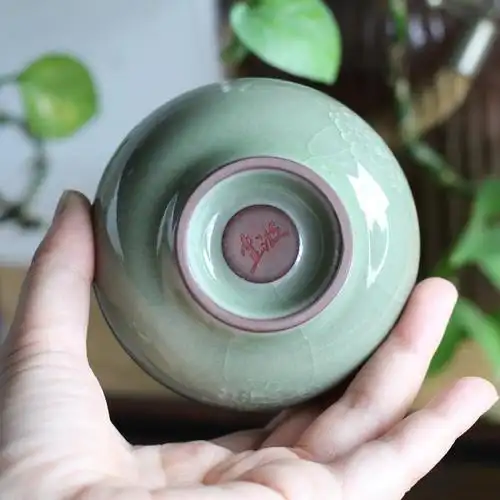 刘建波花好月圆冰花花哥主人大师级龙泉青瓷喝茶专用品茗茶杯