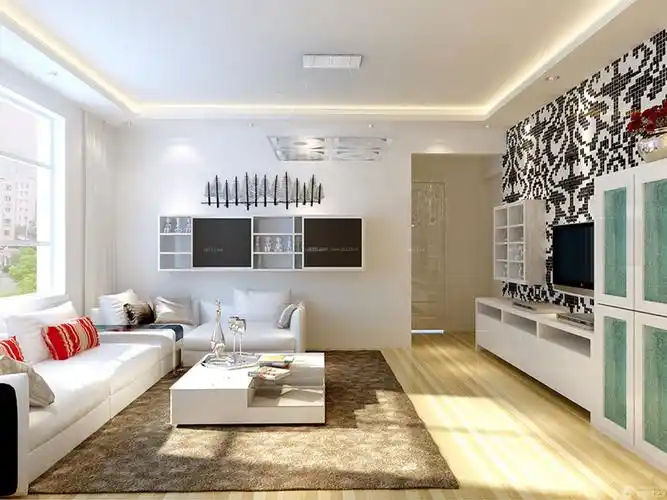 80平米小户型两室一厅客厅沙发摆放效果图