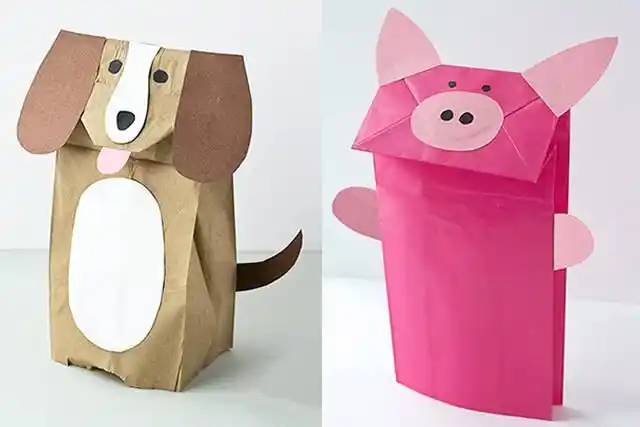 购物纸袋废物利用手工制作卡通动物形象步骤图解