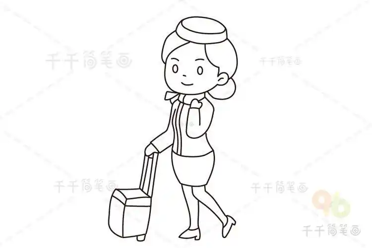 飞机乘务员简笔画