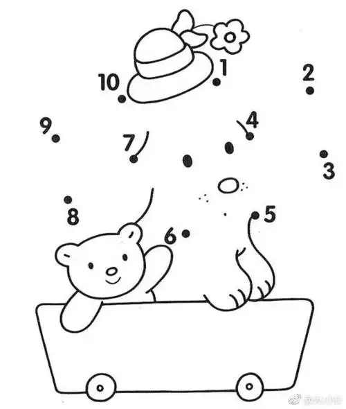 分享几张各种图案的数字连线图,孩子可以从1开始,按照顺序连线