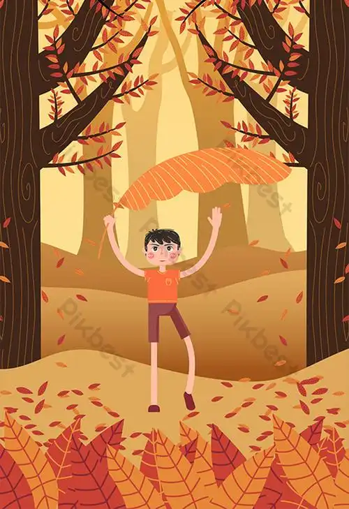 cartoon one leaf autumn autumn fall autumn leaves autumn scenery