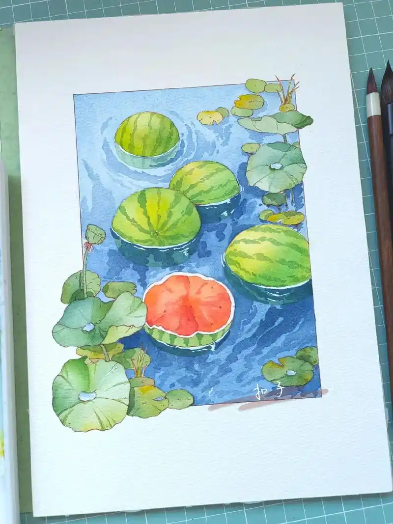 画西瓜🍉,这个夏天,"西"欢是你,牵"瓜"是你