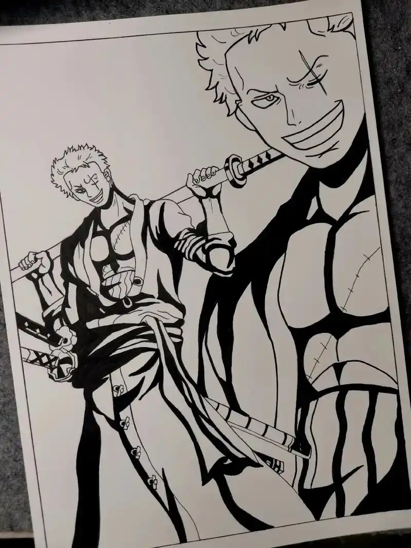 海贼王索隆黑白手绘