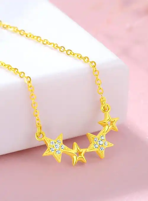 欧弗莱5g黄金项链女星星24k纯金细款锁骨套链情人节送女朋友礼物