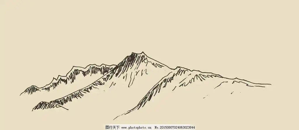 手绘山峰素描高山山脉简笔画插图绘画山峦山川自然风景