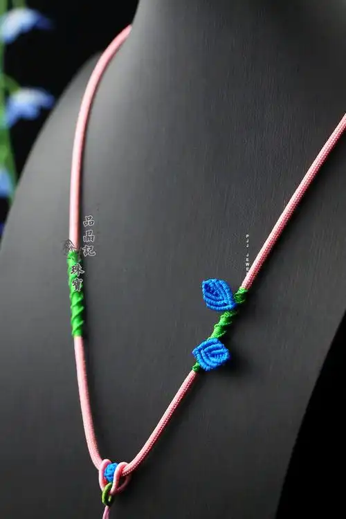 女士项链吊坠挂绳简约大气手工编织粉晶蜜蜡绳