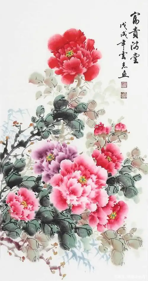 一起来看国画大师画里的那些牡丹花