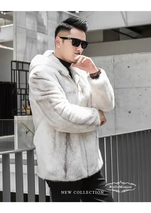 劳斯名爵品牌男装貂皮大衣男士进口十字貂整貂天鹅绒水貂外套中年冬季