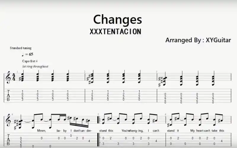吉他谱xxxtentacionchangesxyguitar