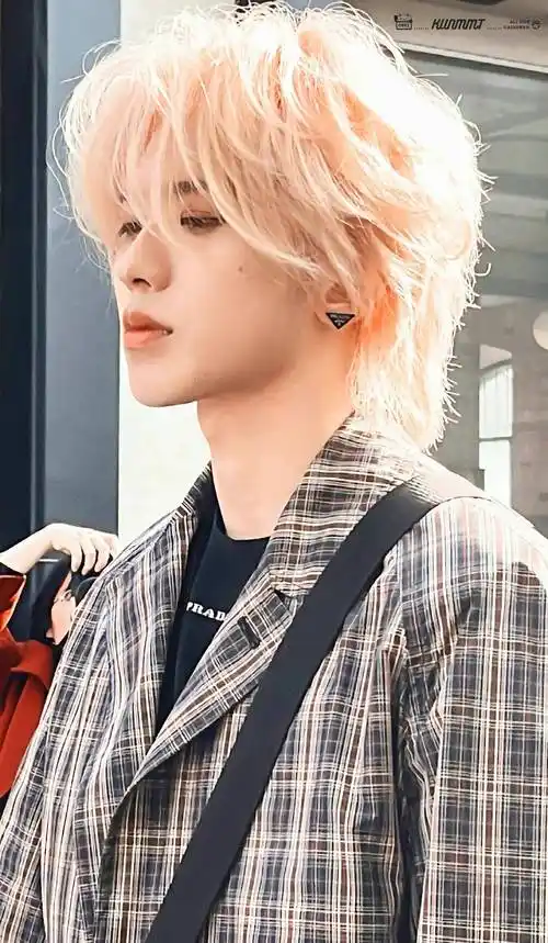 蔡徐坤粉色头发格子大衣造型好惊艳,仿佛漫撕男从小说中走了出来_坤坤