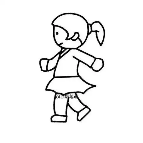 简笔画小女孩偷偷的跑出了家