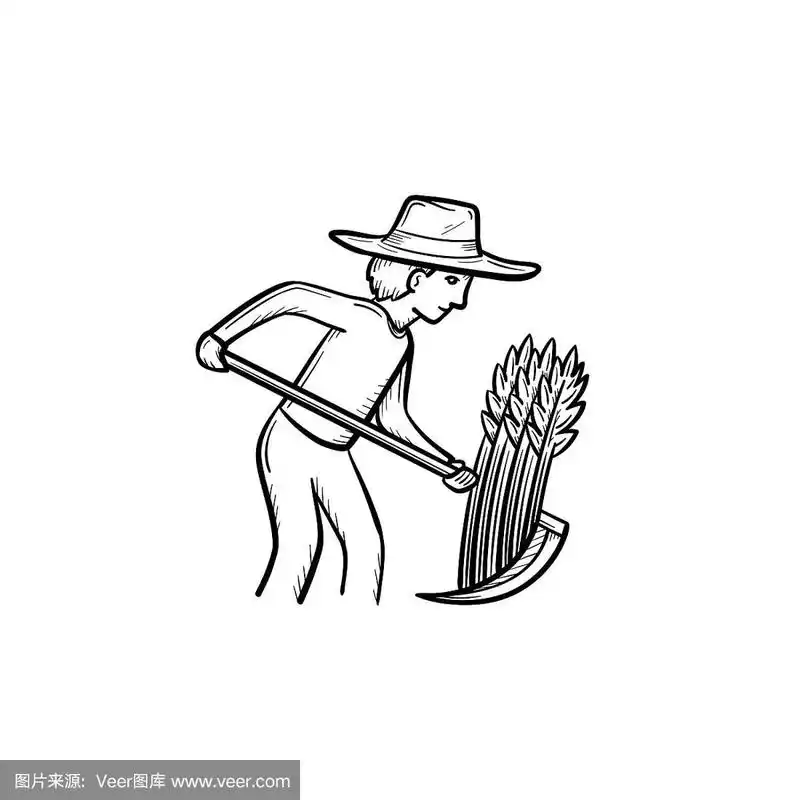 人割草手绘素描图标