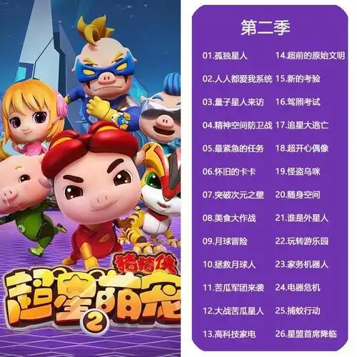 儿童早教益智动画片猪猪侠之超星萌宠第14季4dvd高清卡通碟片第一季