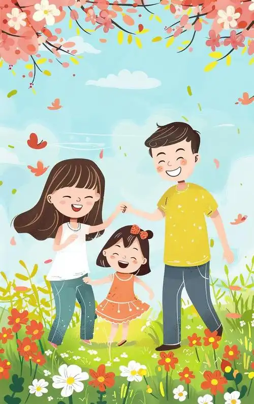 亲子壁纸|三口之家春天专属壁纸头像