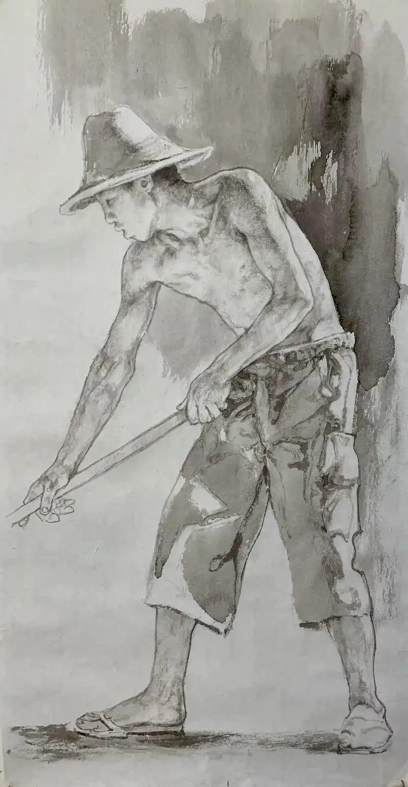 王根生,一位有责任感的艺术家,中国画《愚公移山》创作过程记实