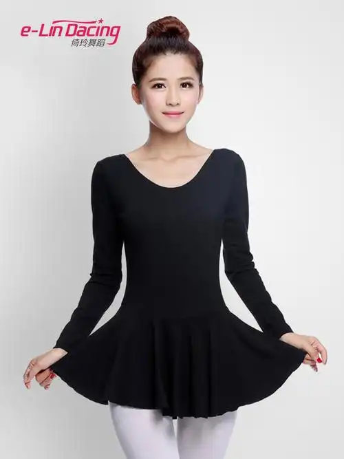 长袖连体舞蹈裙成人芭蕾体操服女古典舞练功服秋艺考基训服形体服