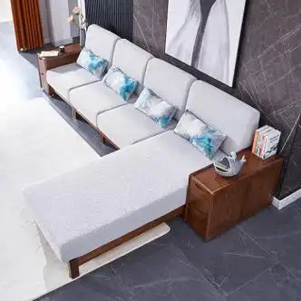 光明家具实木沙发现代简约转角沙发水曲柳沙发贵妃位沙发 3813g 二人