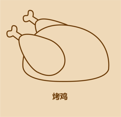 几笔画出烤鸡