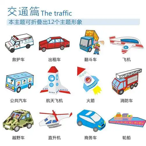 岁 6 3 立体手工坊幼儿童益智剪纸折纸男孩汽车建筑交通工具制作书