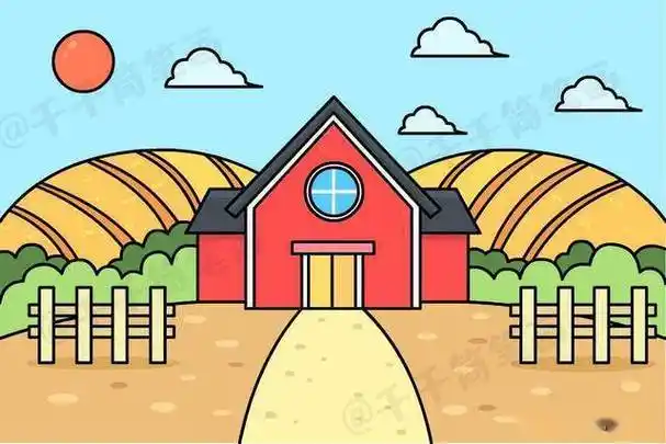 农家小屋简笔画图片大全简单又好看的田园风景快收藏美丽乡村简笔画图