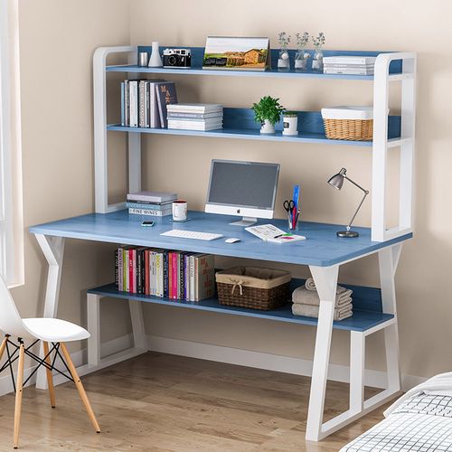 蔓斯菲尔(msfe)钢木电脑桌家用台式书桌带书架一体简易租房卧室学生学