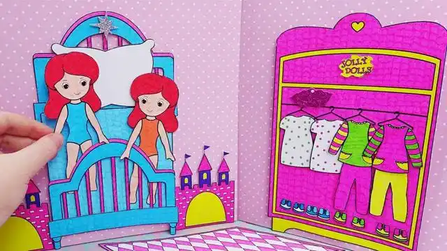 创意纸手工,diy双纸娃娃的公主卧室,模拟晨起刷牙,梳妆打扮!
