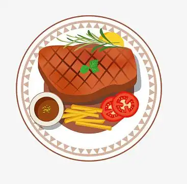 免抠卡通手绘牛排美食